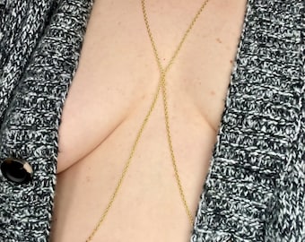 Layering body chain. Bikini body jewelry. Festival body chain. Summer body jewelry. Gift for her. Bralette jewelry. Bra chain. Mature.
