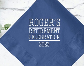 Printed Napkins for Retiree, Personalized Retirement Napkins, Personalized Napkins for Retiree, Monogrammed Napkins Retirement Favors (30)