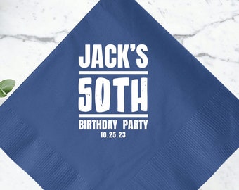 Elegant 50th Birthday Celebration Napkins, Customized 50th Birthday Keepsakes, Customized 50th Birthday Napkins, 50th Birthday Memento (40)