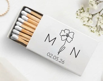 Personalized Wedding Matchboxes, Custom Wedding Matchbox Favors, Personalized Matchbox Wedding Favors, White Head Match Wedding Favors (191)