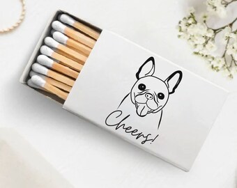 Customized White Head Match Favors, Custom Matchboxes Memorable Keepsakes, Personalized Pet Wedding Matchbox, Customized Matches Favor (358)