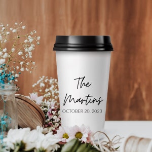 Customizable Wedding Paper Cup, Personalized Coffee Cups, Custom Drinkware, Wedding Paper Coffee Cup Keepsake, Hot Chocolate Paper Cup (326)