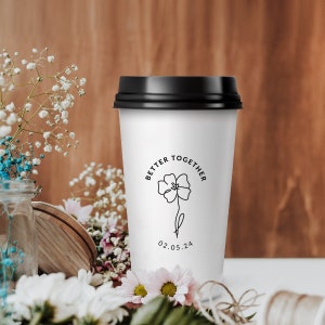 Personalized Wedding Coffee Paper Cups, Customized Wedding Coffee Cup Favors, Personalized Hot Chocolate Wedding Paper Cups, Keepsakes (322)