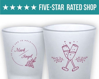 Frosted Printed Personalized Wedding Shot Glasses,  Frosted Shot Glasses, Shot Glass, Frosted  Party Shot Glass, Wedding Party Gifts (113)
