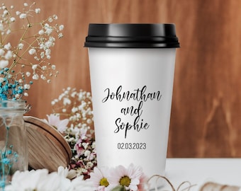 Custom Wedding Coffee Cups, Personalized Drinkware, Unique Wedding Cups, Custom Wedding Hot Chocolate Paper Cups, Cup Wedding Keepsake (324)