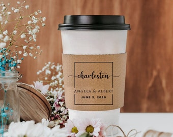 Customizable Wedding Cup Sleeve, Personalized Coffee Sleeves, Custom Sleeves, Wedding Sleeves, Wedding Coffee Cup Sleeves as Keepsakes (335)