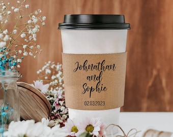 Custom Wedding Coffee Sleeves, Personalized Sleeves, Unique Wedding Sleeves, Custom Wedding Hot Chocolate Sleeves, Cup Sleeve Keepsake (324)