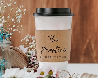Customizable Wedding Sleeve, Personalized Coffee Sleeve, Custom Cup Sleeve, Wedding Paper Coffee Sleeve Keepsake, Hot Chocolate Sleeve (326)