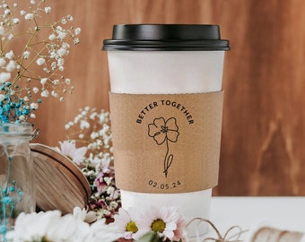 Personalized Wedding Coffee Sleeves, Customized Wedding Coffee Sleeve Favors, Personalized Hot Chocolate Wedding Sleeves, Cup Sleeves (322)