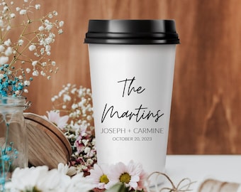 Personalized Wedding Paper Cups, Custom Coffee Cups, Unique Drinkware, Customized Paper Cup Favor, Customized Coffee Cup Wedding Favor (330)