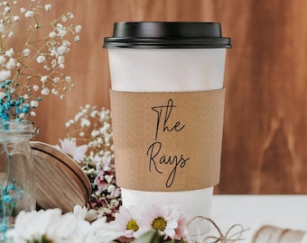 Personalized Wedding Coffee Sleeve, Customized Coffee Sleeve for Weddings, Custom Coffee Sleeves Wedding Keepsake, Coffee Sleeve Favor (321)