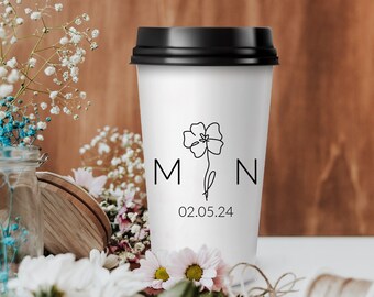 Wedding Coffee Cup, Custom Coffee Paper Cup, Personalized Wedding Hot Chocolate Paper Cup, Wedding Coffee Cup Favors, Wedding Keepsake (320)