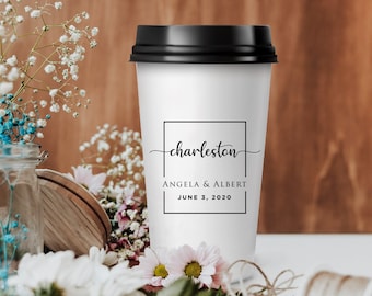 Customizable Wedding Drinkware, Personalized Coffee Cups, Custom Paper Cups, Wedding Paper Cups, Wedding Coffee Paper Cup as Keepsake (335)