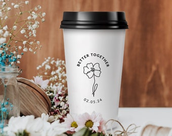 Personalized Wedding Coffee Paper Cups, Customized Wedding Coffee Cup Favors, Personalized Hot Chocolate Wedding Paper Cups, Keepsakes (322)