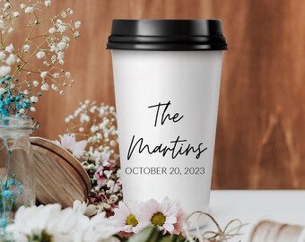 Customizable Wedding Paper Cup, Personalized Coffee Cups, Custom Drinkware, Wedding Paper Coffee Cup Keepsake, Hot Chocolate Paper Cup (326)