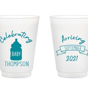 Custom Baby Shower Frosted Cups, Personalized Baby Shower Frosted Cups, Custom Frosted Cups for Baby Showers, Baby Shower Cup Favors (150)