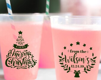 Custom Christmas Party Cups, Custom Christmas Plastic Cups, Frosted Christmas Cups, Custom Christmas Party Beer Cups, Christmas Cups (124)