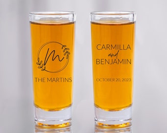 Custom Wedding Shooter Glass, Personalized Wedding Shooter Glass, Custom Tall Shooter Glasses, Custom 2oz Shooter Glass Wedding Favors (176)