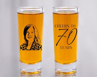 Custom 2oz Shooter Glass Birthday Favor, Personalized Birthday Shooter Glass, Custom Birthday Shooter Glass, Custom Tall Shooter Glass (208)