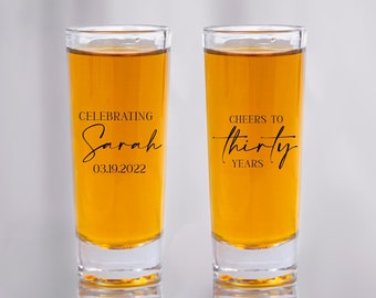 Custom Tall Shooter Glass, Personalized Birthday Shooter Glass, Custom Birthday Shooter Glass, Custom 2oz Shooter Glass Birthday Favor (166)