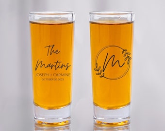 Personalized Wedding Shooter Glass, Custom Tall Shooter Glasses, Custom 2oz Shooter Glass Wedding Favors, Custom Wedding Shooter Glass (175)