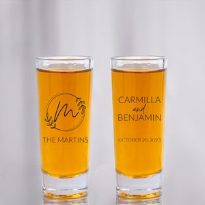 Custom Wedding Shooter Glass, Personalized Wedding Shooter Glass, Custom Tall Shooter Glasses, Custom 2oz Shooter Glass Wedding Favors (176)