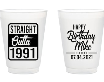 Custom Birthday Frosted Cups, Custom Frosted Cups as Birthday Favors, Frosted Cups for Birthday Parties, Customized B-Day Frosted Cups (135)