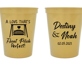 Front Porch Perfect Wedding Stadium Cups, Stadium Cups as Wedding Favors, Stadium Cups for Weddings, Personalized Wedding Stadium Cups (137)