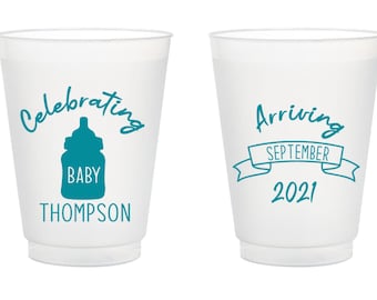 Custom Baby Shower Frosted Cups, Personalized Baby Shower Frosted Cups, Custom Frosted Cups for Baby Showers, Baby Shower Cup Favors (150)