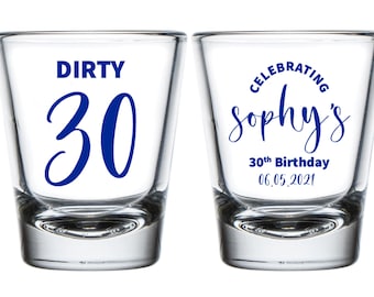 30th Birthday Shot Glasses, Customized Birthday Shot Glasses, Personalized Birthday Shot Glasses, Custom Shot Glass Birthday Favor (142)