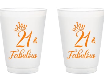 Customized Favors Birthday Frosted Cups, 21st Birthday Frosted Cup Favors, Personalized 21st Birthday Frosted Cups, Custom Cup Favors (154)