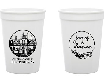 Custom Wedding Venue Illustration Favors, Custom Stadium Cup Wedding Favors, Personalized Wedding Favors, Custom Wedding Plastic Cups (228)