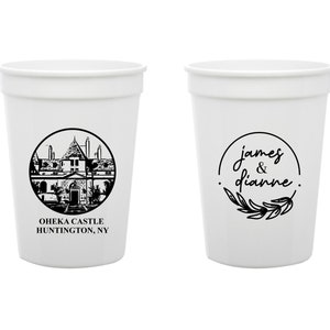 Custom Wedding Venue Illustration Favors, Custom Stadium Cup Wedding Favors, Personalized Wedding Favors, Custom Wedding Plastic Cups (228)