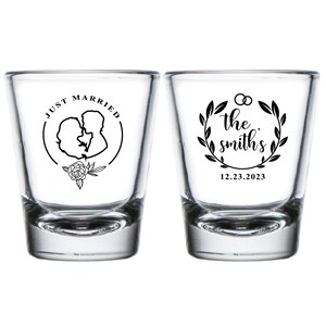 Just Married Wedding Shot Glasses, Just Married Shot Glasses Wedding Favor, Custom Wedding Shot Glass, Personalized Wedding Shot Glass (229)