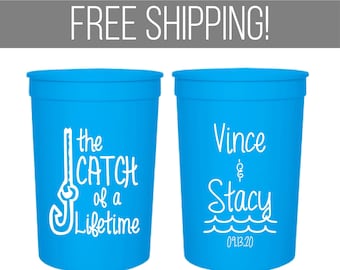 Customized Wedding Can Cooler Favors - Personalized Wedding Cups, 16oz Customized Party Cups, Custom Plastic Cups  (1024)