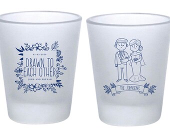 Drawn To Each Other Frosted Shot Glass Custom Frosted Shot Glass Wedding Favors Personalized Frosted Shot Glass Wedding Party Gifts (111)