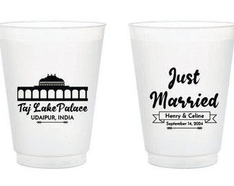 Custom Wedding Favors, Personalized Wedding Frosted Cup, Custom Wedding Venue Illustration Frosted Cup Favor, Custom Frosted Cup Favor (220)