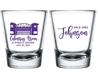 Wedding Venue Illustration Shot Glasses, Personalized Wedding Shot Glasses Favor, Custom Wedding Shot Glass Favors, Wedding Shot Glass (216)