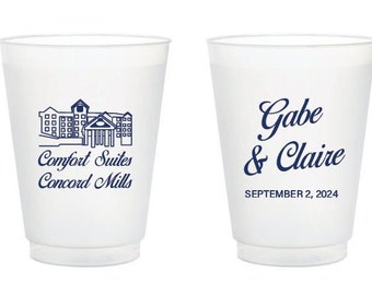 Personalized Wedding Venue Frosted Cup Favor, Custom Frosted Cup Wedding Favors, Custom Wedding Venue Plastic Cup Favors, Wedding Cups (215)
