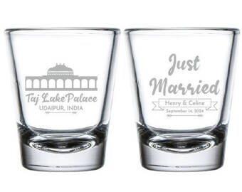 Custom Wedding Favors, Personalized Wedding Shot Glasses, Custom Wedding Venue Illustration Shot Glass Favor, Custom Shot Glass Favors (220)