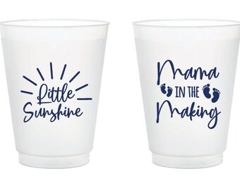 Little Sunshine Frosted Cups, Mama In The Making Baby Shower Frosted Cup, Custom Baby Shower Frosted Cup Favors, Custom Plastic Cups (232)