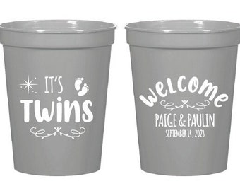 It's Twins Baby Shower Stadium Cup, Custom Baby Shower Stadium Cup Favors, Welcome Baby Shower Stadium Cups, Custom Plastic Cup Favors (235)