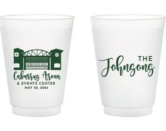 Custom Wedding Venue Illustration Plastic Cups, Plastic Cups Favors, Frosted Cup Wedding Favor, Personalized Wedding Frosted Cup Favor (217)