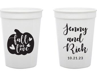 Fall In Love Wedding Stadium Cups, Fall In Love Wedding Stadium Cup Favors, Custom Stadium Cups for Weddings, Custom Stadium Cup Favor (205)