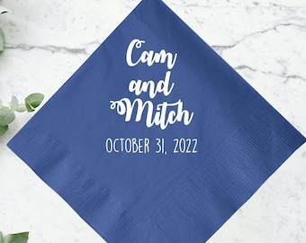 Personalized Wedding Napkin for Reception, Wedding Napkin Favors, Custom Wedding Napkins, Table Napkins for Wedding, Cocktail Napkins (36)