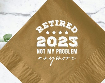 Printed Napkin Favors for Retirement Party, Monogrammed Retirement Napkin Mementos, Retiree's Farewell Napkin Tokens, Retirement Napkin (35)