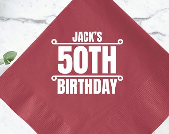 Custom 2-Ply 50th Bday Napkins, Personalized 50th Bday Favor, Stylish 50th Bday Celebration Napkin, Unique 50th Bday Party Napkin Favor (41)