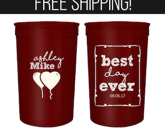 Wedding Cups Party Cups Custom Plastic Cups 1104 Destiniation Wedding Favor Cups Personalized Plastic Cups State to State Cups Cups