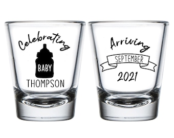 Custom Baby Shower Shot Glasses, Baby Shower Shot Glass Favors, Personalized Shot Glasses as Baby Shower Favors, Customized Shot Glass (150)