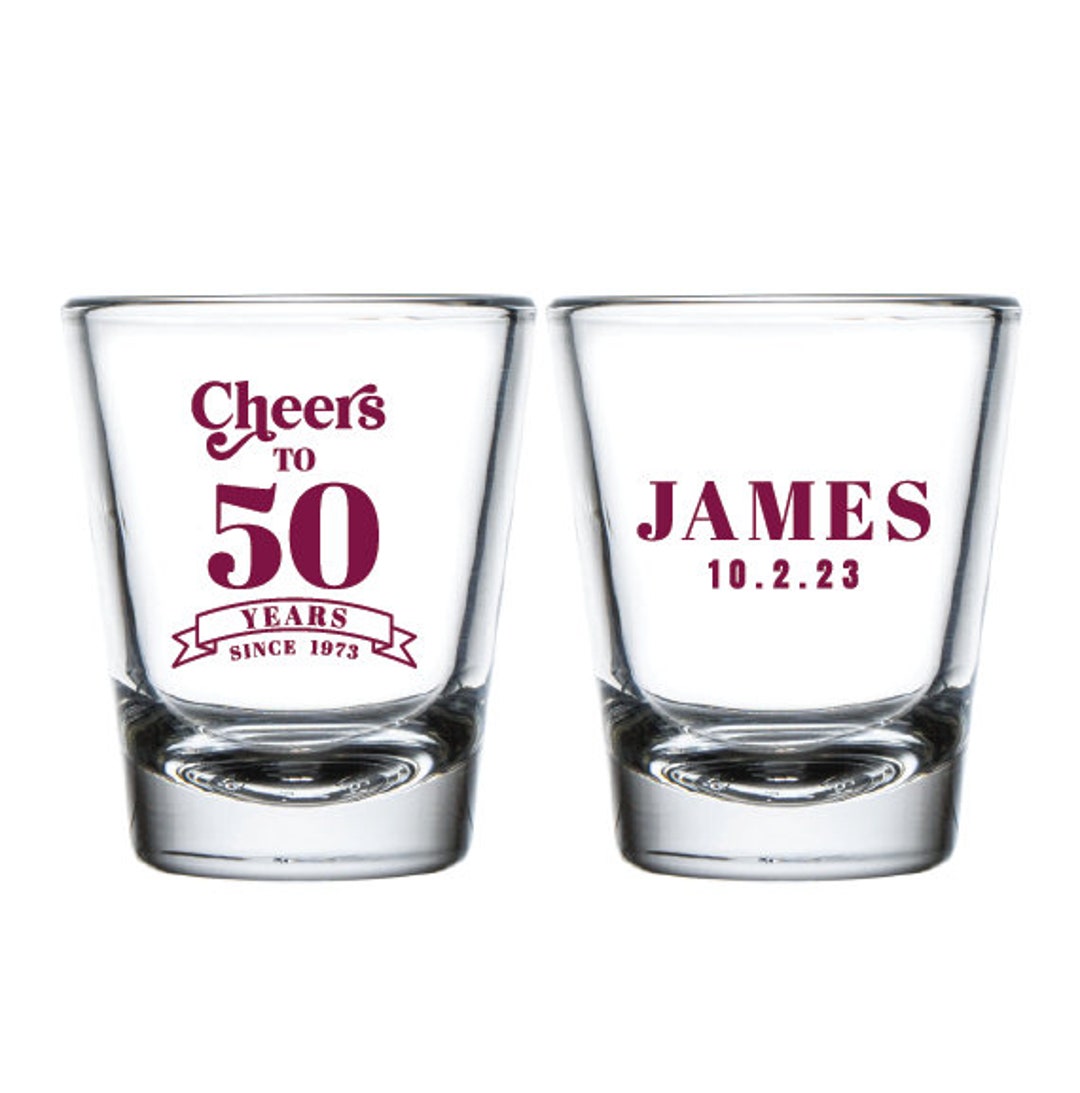 Custom Shot Glasses for Birthday Parties, 50th Birthday Shot Glasses